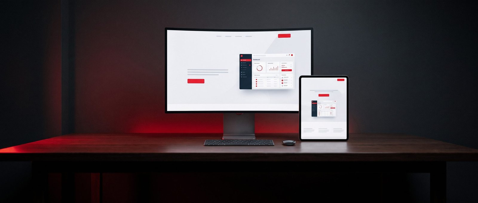 The Lumen site shown on a desktop monitor and tablet in the studio